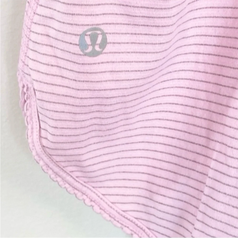 Lululemon Love Tank Pleated Pink With Gray Stripes Racerback